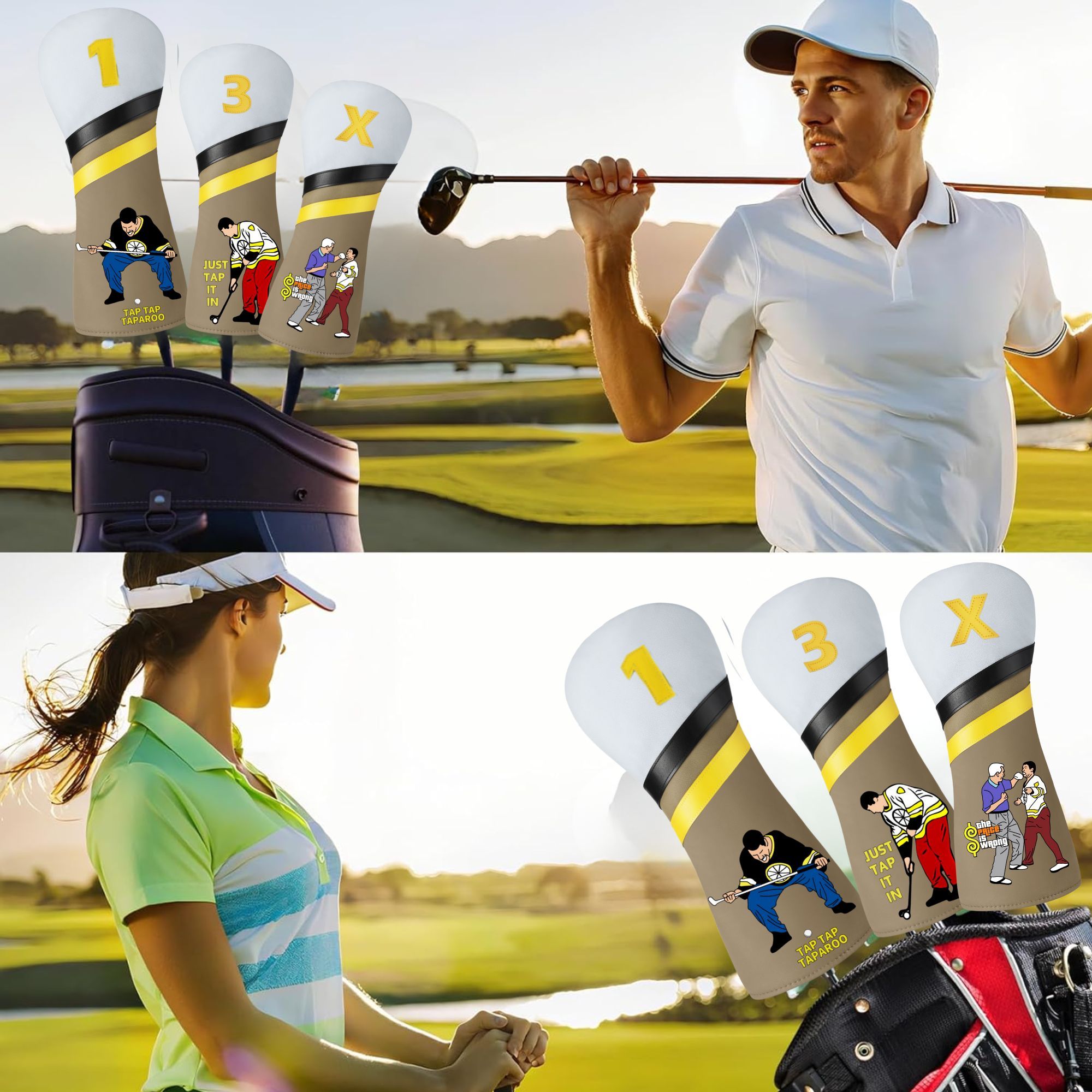 Sarung Tongkat Golf Lucu Happy - Putter Mallet Blade ulasan dan harga